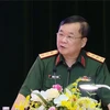 Thượng Tướng Hoàng Xuân Chiến phát biểu chỉ đạo tại hội nghị. (Ảnh: Hồng Pha/ TTXVN phát)