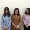 Ba đối tượng Trần Thị Huề, Nguyễn Thị Hải và Trần Thị Tâm tại cơ quan Công an. (Nguồn: báo Nghệ An)