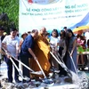 Lễ khởi công xây dựng bể nước sạch thôn Sả Lủng, xã Pải Lủng, huyện Mèo Vạc, Hà Giang. (Ảnh: TTXVN phát)