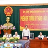 Phó Chủ tịch Thường trực UBND thành phố Hải Phòng Lê Anh Quân phát biểu chỉ đạo tại cuộc họp. (Ảnh: Minh Huệ/TTXVN)