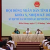 Quang cảnh Kỳ họp thứ 24 (kỳ họp thường lệ giữa năm) của Hội đồng Nhân dân tỉnh Kiên Giang khóa X, nhiệm kỳ 2021-2026. (Ảnh: Lê Huy Hải/TTXVN)