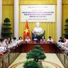 Sáng 23/7/2024, Văn phòng Chủ tịch nước tổ chức họp báo công bố Lệnh của Chủ tịch nước công bố Luật sửa đổi, bổ sung một số điều của Luật Đất đai, Luật kinh doanh bất động sản. (Ảnh: Phạm Kiên/TTXVN)