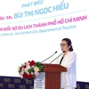 Phó Giám đốc Sở Du lịch TPHCM Bùi Thị Ngọc Hiếu phát biểu tại hội thảo. (Nguồn: Trang Thông tin Điện tử Đảng bộ Thành phố Hồ Chí Minh)