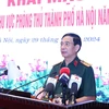 Đại tướng Phan Văn Giang, Bộ trưởng Bộ Quốc phòng phát biểu tại lễ khai mạc. (Ảnh: Văn Điệp/TTXVN)