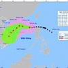 Đường đi của bão số 7, lúc 17 giờ ngày 8/11/2024. (Ảnh: TTXVN phát)