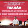 Phó Giáo sư-Tiến sỹ Nguyễn Tấn Phát, Giám đốc Học viện Cán bộ TP Hồ Chí Minh phát biểu đề dẫn. (Nguồn: báo Pháp luật TP Hồ Chí Minh)