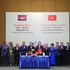 Hội nghị Bộ trưởng Lao động Việt Nam-Campuchia. thống nhất Kế hoạch triển khai Bản ghi nhớ về hợp tác lao động giai đoạn 2022-2027 (Ảnh: PV/Vietnam+0