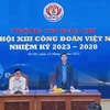 Họp báo thông tin báo chí về Đại hội XIII Công đoàn Việt Nam, nhiệm kỳ 2023-2028. (Ảnh: PV/Vietnam+)