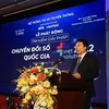 Thứ trưởng Bộ thông tin và truyền thông Nguyễn Huy Dũng phát biểu tại Lễ phát động Viet Solutions 2022. (Ảnh: PV/Vietnam+)