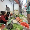 Nguồn cung thực phẩm rau xanh, thịt dồi dào tại các chợ trên địa bàn Thủ đô sau kỳ nghỉ Tết Nguyên đán. (Ảnh: Minh Hiếu/Vietnam+)
