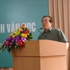 Chủ tịch Hội Nhà văn Việt Nam phát biểu trong lễ ra mắt Trung tâm Dịch Văn học sáng 26/5 (Ảnh: An Ngọc/Vietnam+)