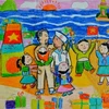 Bức tranh “Bác Hồ đến thăm huyện đảo Trường Sa” của Lê Anh Hoa (Lâm Đồng) đoạt giải Nhì. (Ảnh: BTC)