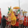 Lễ hội tẩu mã (hay còn gọi là lễ hội chạy ngựa tre) được tổ chức vào ngày 25 tháng Giêng Âm lịch hàng năm tại đình làng Yên Trạch (xã Bắc Lý, huyện Lý Nhân, Hà Nam). (Ảnh: Phương Phạm/ Vietnam+)