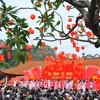 Thả thơ là môt trong những nghi thức truyền thống của Ngày thơ Việt Nam. (Ảnh: TTXVN)