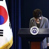 Bà Park Geun-hye cúi đầu trong một lần phát biểu trước người dân Hàn Quốc vào cuối năm 2016. (Nguồn: AFP)