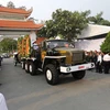 Trong ảnh: Linh cữu nguyên Chủ tịch nước, Đại tướng Lê Đức Anh về đến Nghĩa trang TP Hồ Chí Minh. (Ảnh: Xuân Dự - TTXVN)