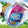Tất cả sản phẩm nước trái cây Pushmax đều thiết kế lo go hình chiếc lá liền mạch, trên chiếc lá có chữ Pushmax và dấu đóng gi rõ dòng chữ "không đường hóa học" "không chất bảo quản." (Ảnh: Tập đoàn Hương Sen)