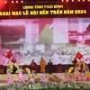 Tiết mục văn nghệ mở đầu buổi tối khai mạc Lễ hội Đền Trần huyện Hưng Hà, tỉnh Thái Bình. (Ảnh: Hoài Nam/Vietnam+)