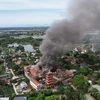 Hiện trường vụ cháy chùa Hòa Phúc, xã Hòa Thạch, huyện Quốc Oai, Hà Nội vào tháng 6/2022. (Ảnh: TTXVN phát)