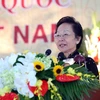 Nguyên Phó chủ tịch nước Nguyễn Thị Doan phát biểu tại Đại hội Hội Khuyến học Việt Nam. (Ảnh: Quý Trung/TTXVN)