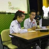 Học sinh Lào hào hứng tham gia các cuộc thi tương tác trực tiếp tại Lễ phát động. (Ảnh: Đại học FPT)