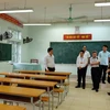 Đoàn công tác của Bộ Giáo dục và Đào tạo kiểm tra công tác chuẩn bị thi tại Hà Giang. (Ảnh: Bộ Giáo dục và Đào tạo)
