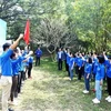 Đoàn thanh niên Thông tấn xã Việt Nam phát động Tháng thanh niên tại khu di tích Tân Trào. (Ảnh: Minh Quyết/TTXVN)