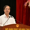 Bộ trưởng Bộ Giáo dục và Đào tạo Nguyễn Kim Sơn phát động phong trào thi đua. (Ảnh: Bộ GD-ĐT)
