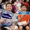 Thí sinh hào hứng chụp ảnh lưu niệm trước giờ bước vào cuộc thi tiếng Anh Toefl Primary Challenge và Toefl Junior Challenge Hà Nội mùa giải 2023-2024. (Ảnh: BTC)