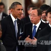Tổng thư ký Liên hợp quốc Ban Ki Moon và Tổng thống Mỹ Barack Obama tại hội nghị G20 ở Nga (Nguồn: TTXVN)