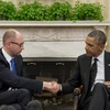 Ông Yatsenyuk ngày 12/3 đã tới Nhà Trắng để đón nhận sự ủng hộ của Tổng thống Mỹ Barack Obama (Nguồn: AFP)