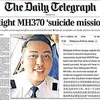 Trang bìa tờ Telegraph với giả thiết phi công MH370 đã thực hiện hành động tự sát.