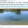 Cảnh sát đăng ảnh xe ôtô chìm dưới sông giễu người vi phạm