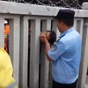Hãi hùng cảnh bé 8 tuổi mắc kẹt đầu vào hàng rào đường sắt
