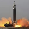 Một vụ phóng tên lửa của Triều Tiên (Ảnh: KCNA)