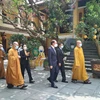 Đoàn đại biểu ngoại giao và Hội đồng Trị sự Giáo hội Phật giáo Việt Nam tại Chùa Quán Sứ. (Ảnh minh họa: Minh Thu/Vietnam+)