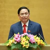 Thủ tướng Chính phủ Phạm Minh Chính phát biểu nhậm chức Thủ tướng Chính phủ tại kỳ họp thứ 11, Quốc hội khóa XIV. (Ảnh: Phương Hoa/TTXVN)