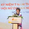 Bà Thái Hương, Chủ tịch Hiệp hội Nữ doanh nhân Việt Nam, Chủ tịch Hội đồng Chiến lược Tập đoàn TH, phát biểu khai mạc sự kiện. (Ảnh: PV/Vietnam+)