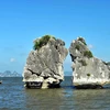 Hòn Gà Chọi hay còn gọi là Hòn Trống Mái là một trong những biểu tượng của vịnh Hạ Long nói riêng và du lịch Việt Nam nói chung trên các phương tiện thông tin tuyên truyền. (Ảnh: Minh Đức/TTXVN)