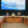 Hội nghị Nâng cao năng lực cạnh tranh thông qua liên kết giữa doanh nghiệp xuất nhập khẩu với chủ hàng (Ảnh: Đức Duy/Vietnam+)