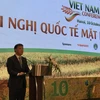 Thứ trưởng Đỗ Thắng Hải phát biểu tại Hội nghị quốc tế mặt hàng gạo Việt Nam tổ chức tại Hà Nội. (Ảnh: Đức Duy/Vietnam+)