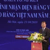 Thứ trưởng Đỗ Thắng Hải phát biểu tại Gala Tổng kết Chương trình Nhận diện hàng Việt Nam. (Ảnh: Đức Duy/Vietnam+)