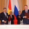 Thủ tướng Nguyễn Xuân Phúc và Thủ tướng Nga D.A. Medvedev khẳng định năng lượng là một trong những trụ cột quan trọng của hợp tác Việt-Nga. (Ảnh: Đức Duy/Vietnam+)
