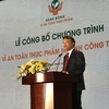 Thứ trưởng Đỗ Thắng Hải phát biểu tại Lễ công bố Chương trình hành động vì An toàn thực phẩm ngành công thương. (Ảnh: Đức Duy/Vietnam+)