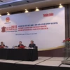 Thứ trưởng Đỗ Thắng Hải phát biểu tại diễn đàn Ngành da giầy Việt Nam - đón đầu cơ hội CPTPP và EVFTA. (Ảnh: PV/Vietnam+)