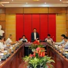 Ông Lê Mạnh Hùng, Tổng Giám đốc PVN chủ trì hội nghị giao ban tập đoàn. (Ảnh: PV/Vietnam+)