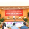 Phó Chủ tịch Thường trực Uỷ ban nhân dân thành phố Hà Nội Nguyễn Văn Sửu giao ban công tác tháng Tám với các quận, huyện. (Ảnh: PV/Vietnam+)
