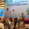 Thứ trưởng Bộ Công Thương Đỗ Thắng Hải phát biểu tại Diễn đàn Nâng cao sức cạnh tranh của hàng Việt. (Ảnh: Vietnam+)