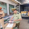 Lực lượng liên ngành tỉnh Lạng Sơn phối hợp kiểm tra xe chở thuốc bảo vệ thực vật. (Ảnh: Vietnam+)