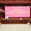 Chủ tịch Hội đồng nhân dân thành phố Hà Nội Nguyễn Ngọc Tuấn phát biểu tại hội nghị. (Ảnh: PV/Vietnam+)